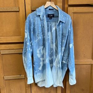 Custom bleach dye denim cover up dress or shirt